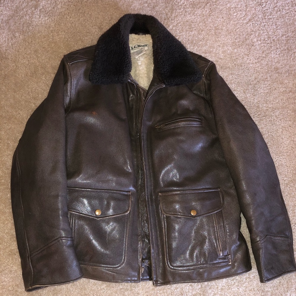 <VINTAGE> LL Bean Leather Bomber Jacket
